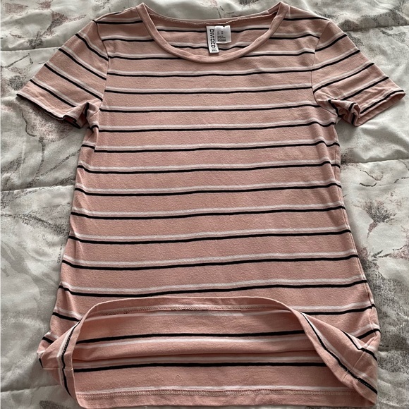 H&M striped pink black white cotton T-shirt, size XS summer basic vacation - Picture 10 of 11